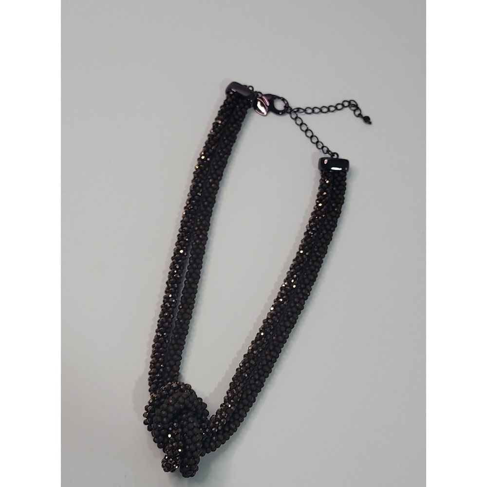 Chicos Multi Strand Metallic Beaded Knot Statement Necklace Bronze Tone - Picture 4 of 10